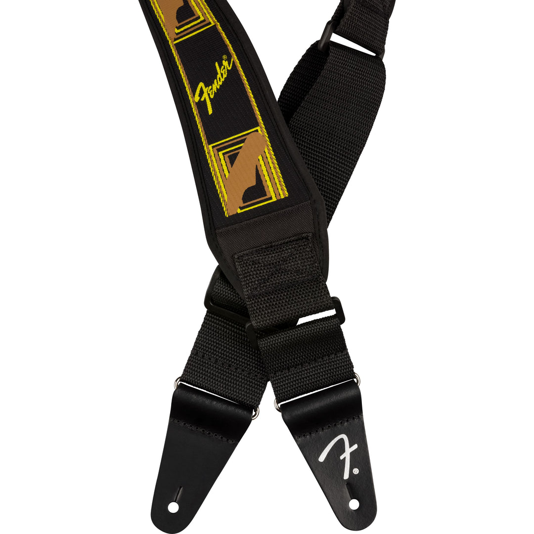 Fender Swell™ Neoprene Strap, Blk/Ylw/Brn Mono, 2.5"