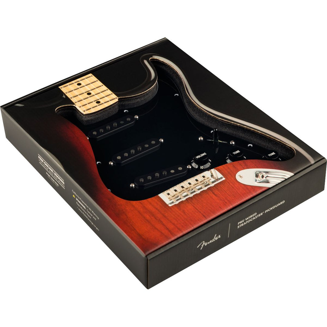 Fender Pre-Wired Strat® Pickguard, Pure Vintage '65 w/RWRP Midde, Black 11 Hole PG