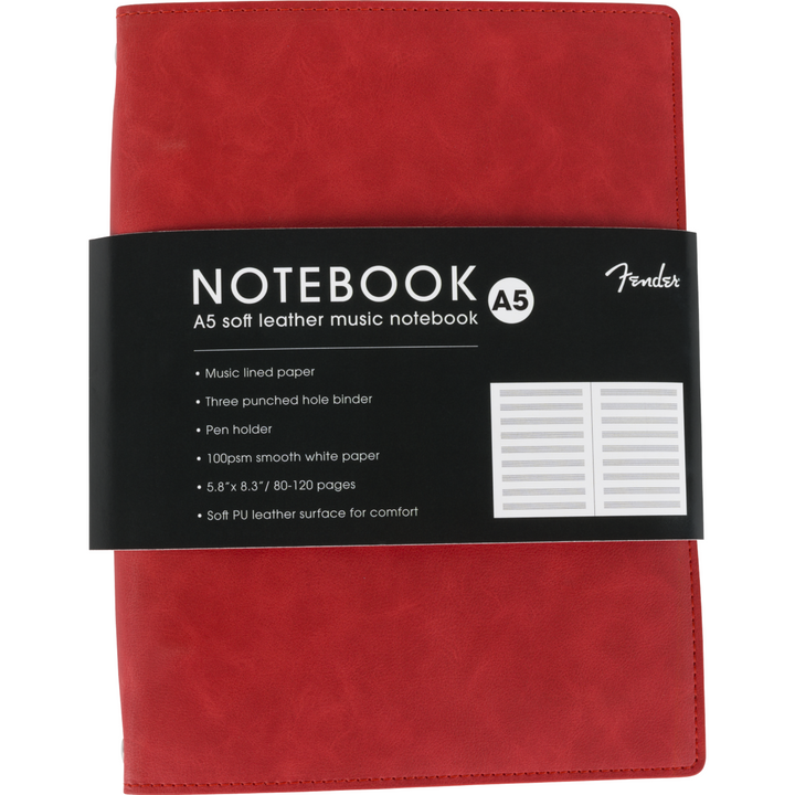 Fender ™ Vegan Leather Music Note Book -  Dakota Red