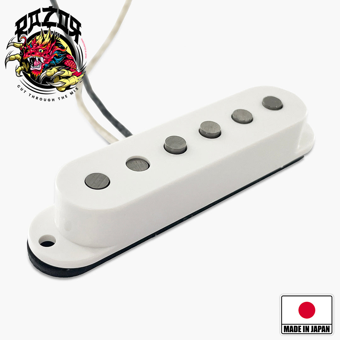 Allparts RZR-10056 Razor® Sūpāmūn  Super Moon Reverse Middle Pickup For Stratocaster® - White
