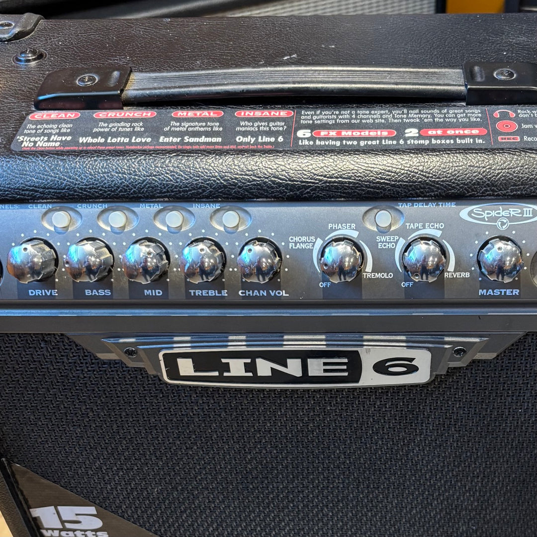 Line 6 - Spider III 15 Watt - 1x8" GTR Combo - Modeling Amp - USED
