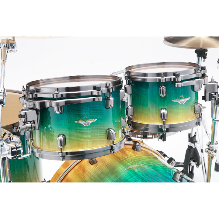 Tama Starclassic Maple 4-Piece Shell Pack (22,10,12,16), Smoked Black Nickel Hardware - Marine Shoreline Movingui Fade