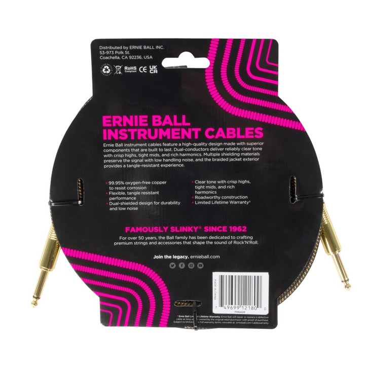 Ernie Ball 10' Straight Braided Cable - Pay Dirt