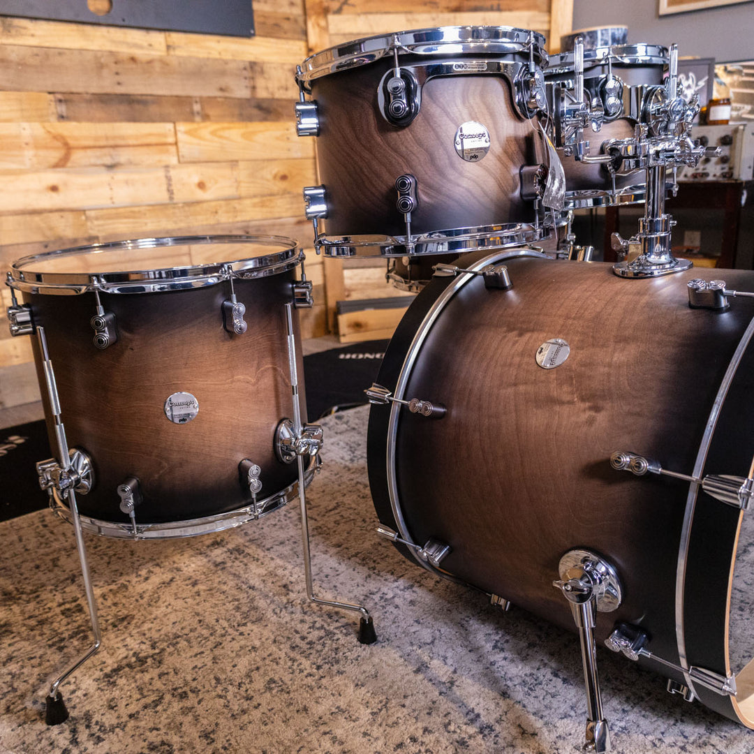 PDP Concept Maple Lacquer CM5 5-Piece Kit Shell Pack w/ Chrome Hardware (18x22 w/ BDM, 8x10, 9x12, 14x16FT, 5.5x14 Snare) - Satin Charcoal Burst