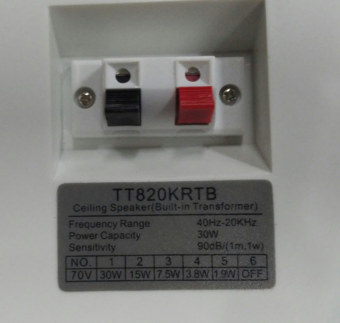 Tortech 30 Watt / 70 Volt Full Range Ceiling-Wall Flush Mount Speaker with Back Box
