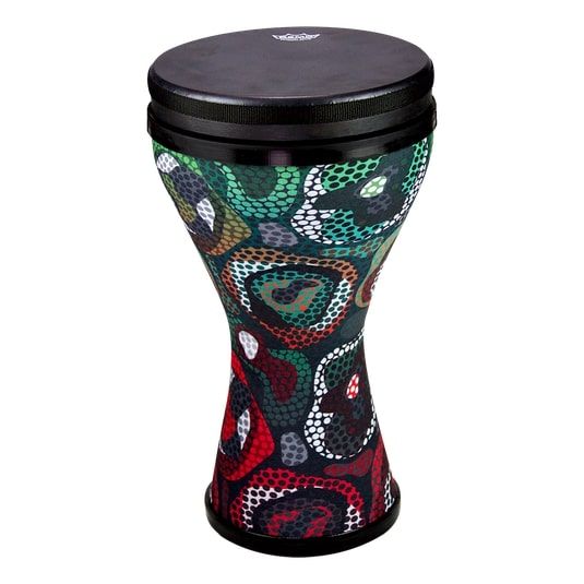 Remo DK-2510-68 Festival Doumbek, Pre-Tuned, 10" Diameter, 17.5" Height, Black Suede Fliptop Replaceable, Tribal Green