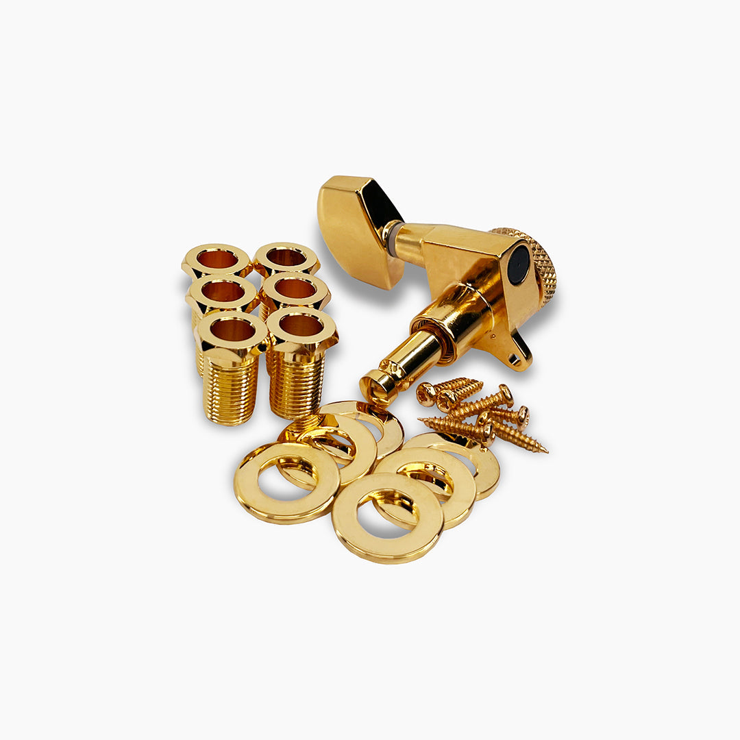 Allparts TK-7117-002 True Lok Mid Size Locking Tuners, 3x3, Gold
