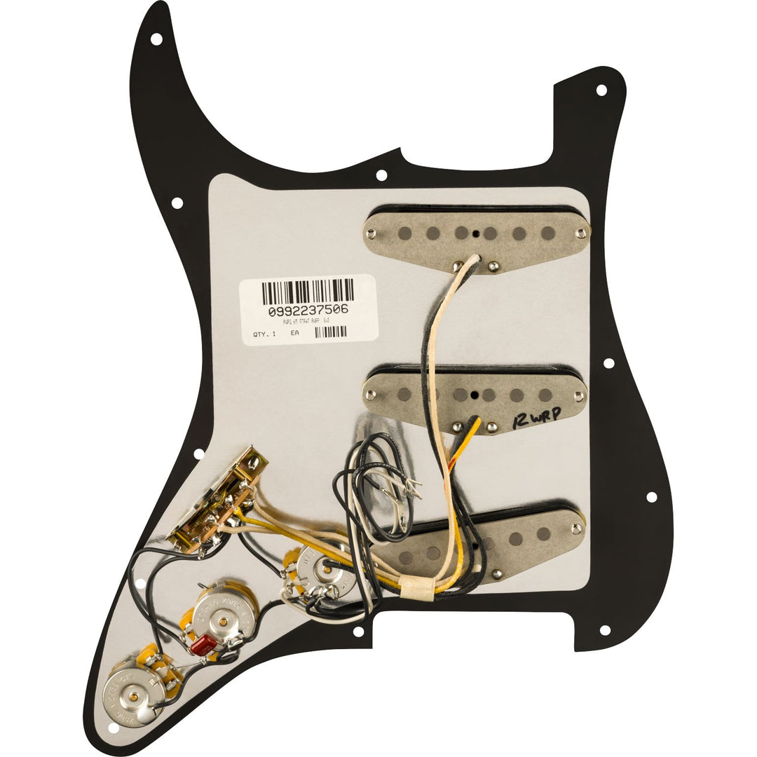 Fender Pre-Wired Strat® Pickguard, Pure Vintage '65 w/RWRP Midde, Black 11 Hole PG