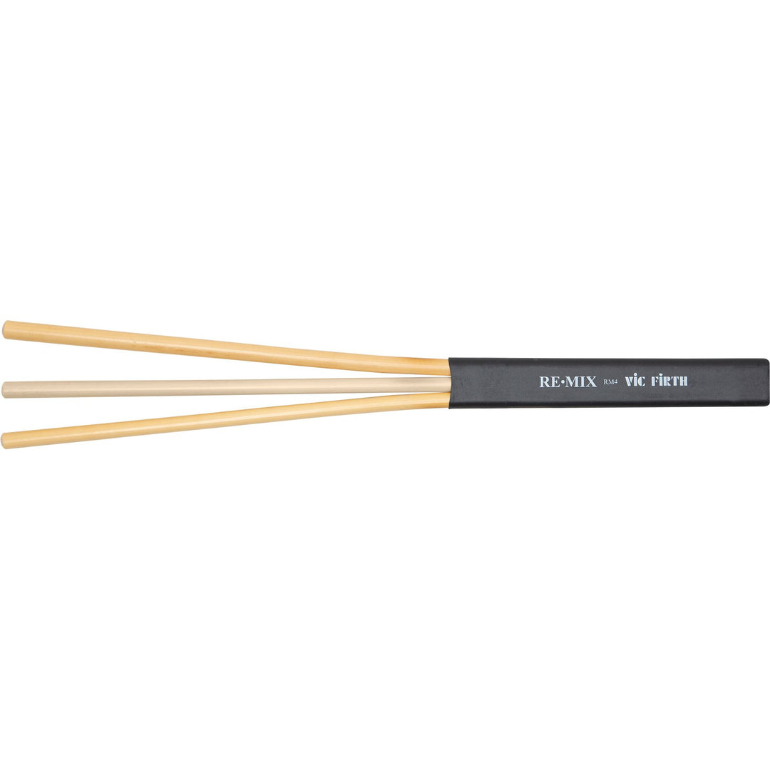 Vic Firth VF-RM4 RE-MIX Brushes, Rattan/Birch