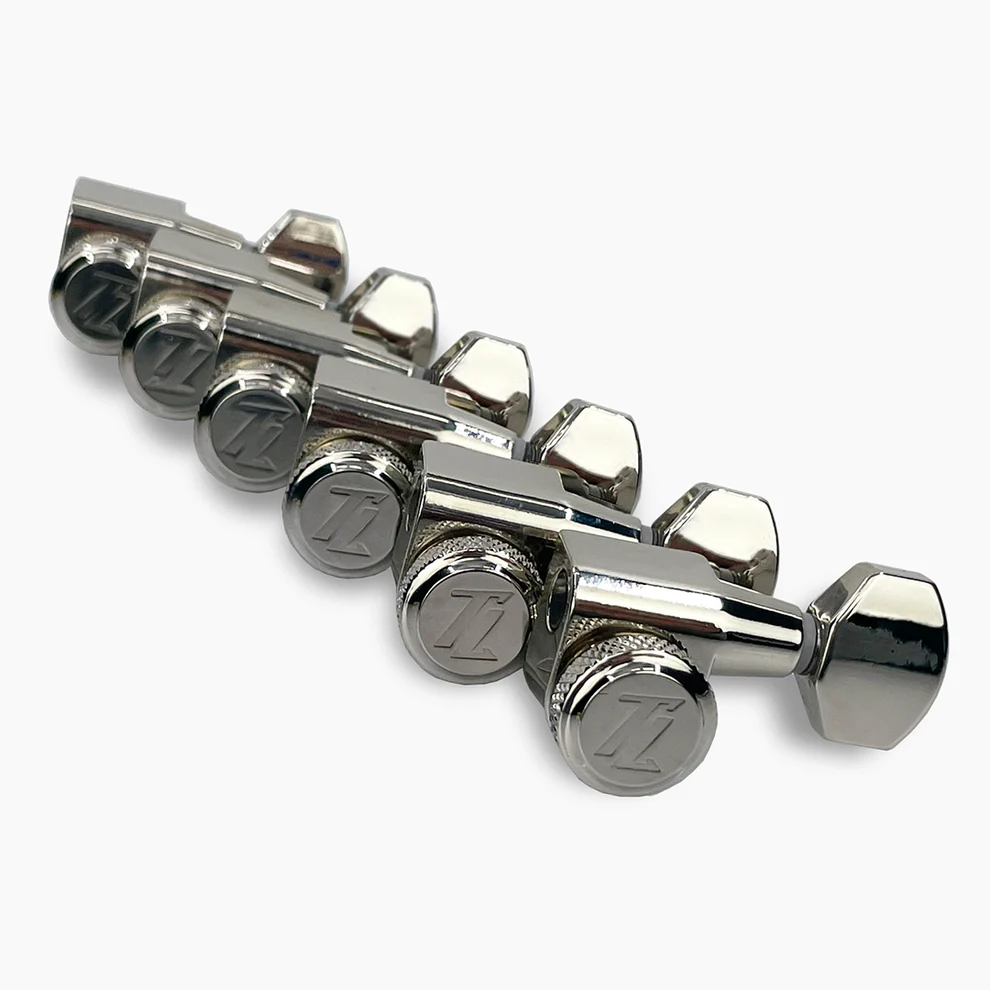 Allparts TK-7107-001 True-Lok Mid-Size Locking Tuners - 6-in-line, Single Pin, Nickel