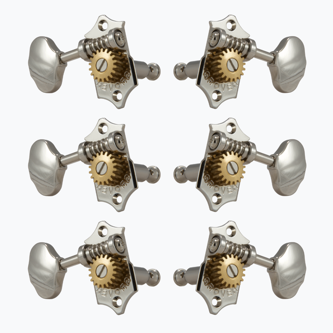 Allparts TK-7918 Grover® V97-18NA 3x3 Sta-Tite Keys with Scalloped Buttons Nickel
