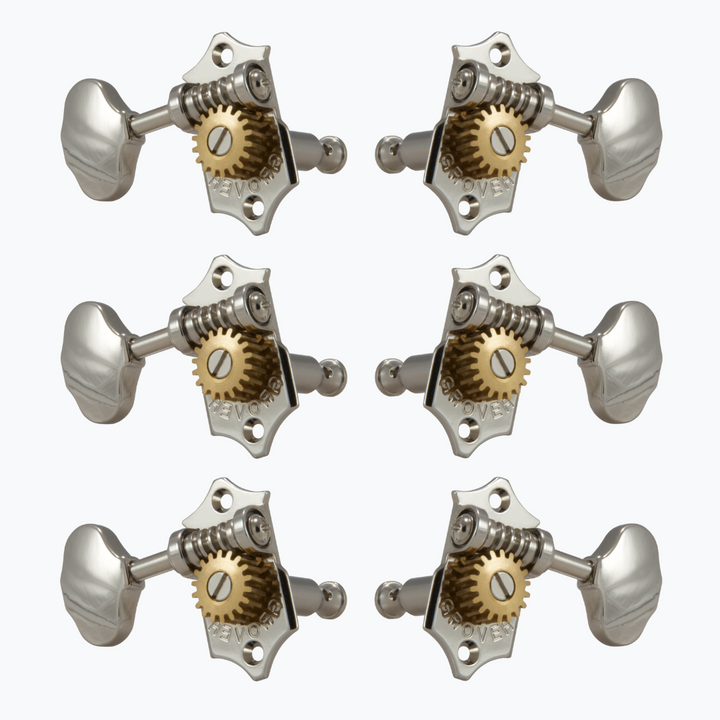 Allparts TK-7918 Grover® V97-18NA 3x3 Sta-Tite Keys with Scalloped Buttons Nickel