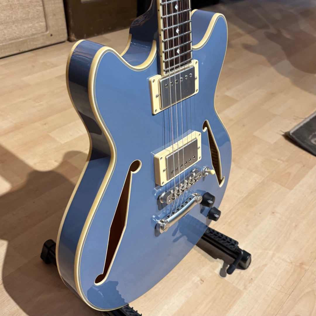 D'Angelico - Excel DC MINI Tour HH Semi Hollowbody  w/ D'Angelico Gig Bag (Slate Blue -2022)  - USED