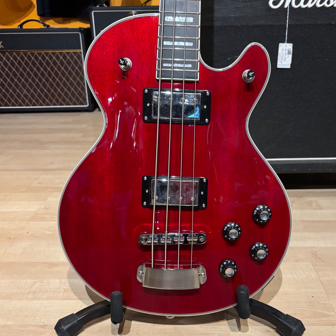 Hagstrom SWEB-WCT Swede Bass with Hagstrom Hard Shell Case (Wild Cherry Transparent)