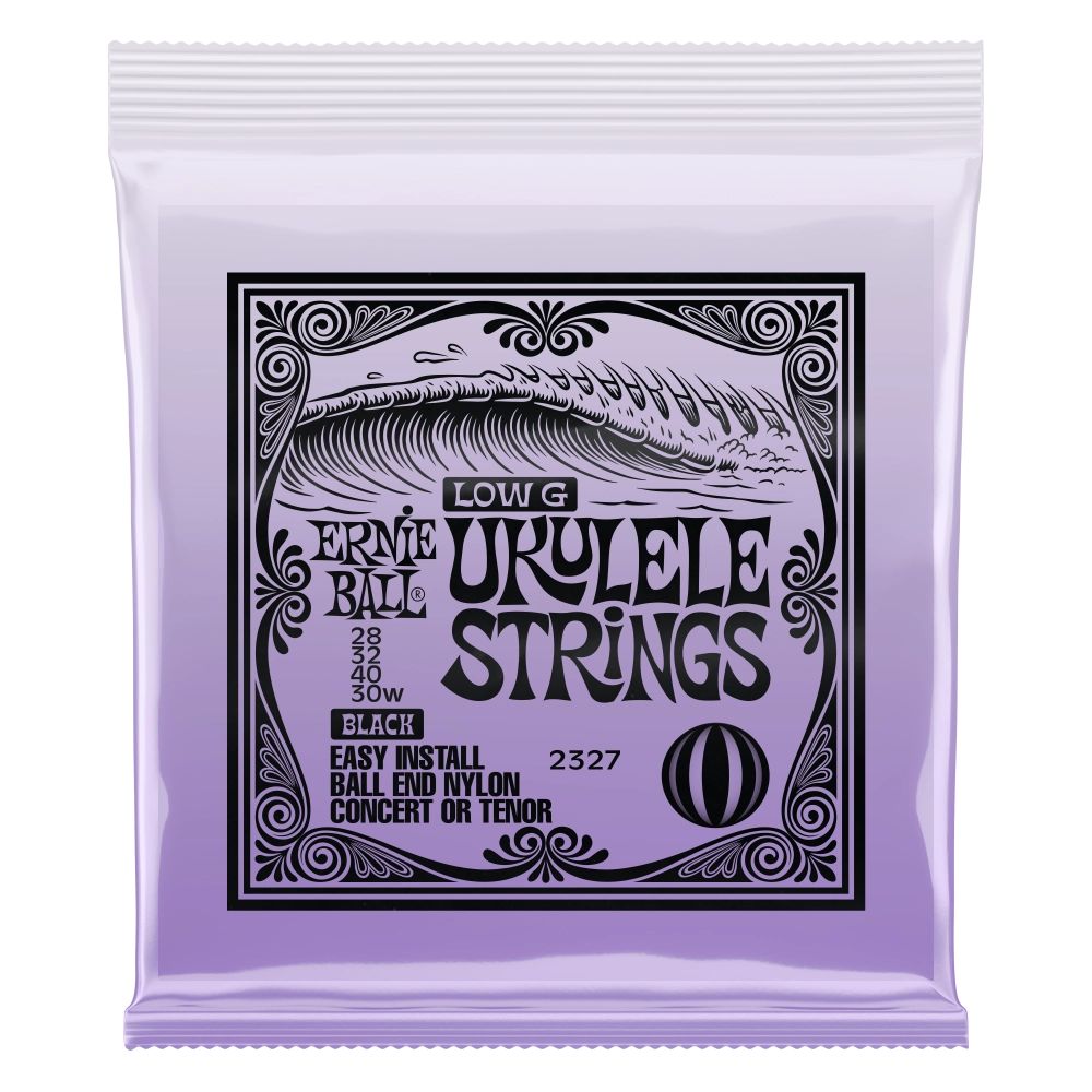 Ernie Ball Concert/Tenor Ukulele Strings, Low G, Ball-end - Black