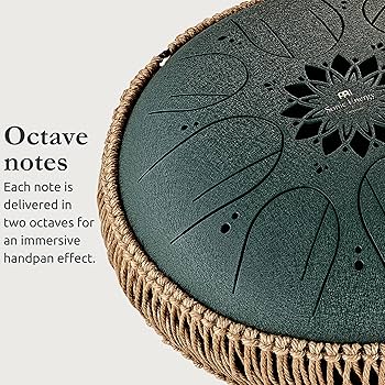 Meinl Sonic Energy Medium Octave Steel Tongue Drum, F# Minor, Dark Green