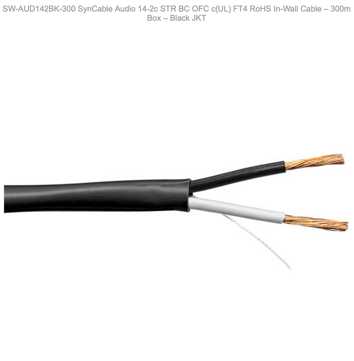 SynCable Audio 14-2c STR BC OFC FT4 RoHS In-Wall Cable - 300m Box - Black JKT