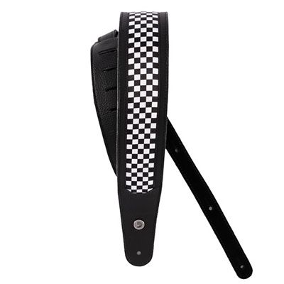 D'Addario 25HY01-DX 2.5 Whyb Leather Guitar Strap - Checkered