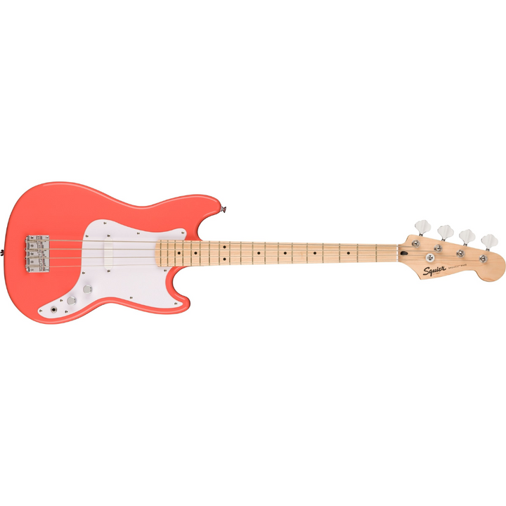 Squier Sonic Bronco Bass, Maple Fingerboard, White Pickguard - Tahitian Coral