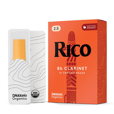 D'addario Rico Organic Bb Clarinet Reeds Strength 2.5 (10-Pack)