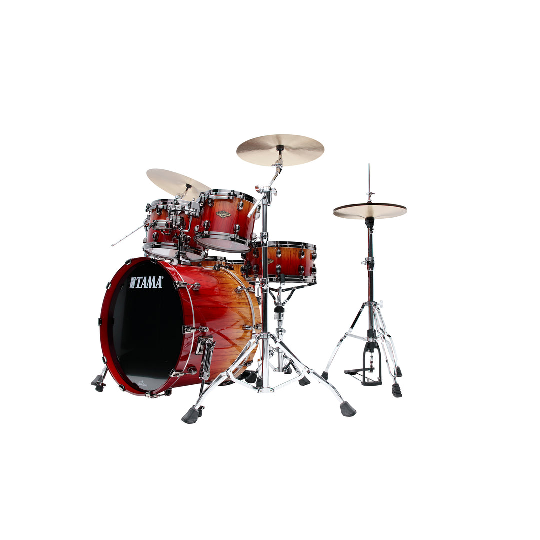 Tama Starclassic Walnut/Birch 5-Piece Shell Pack (22,10,12,14,16) with Black Nickel Shell Hardware - Vermillion Bosse Fonce Fade