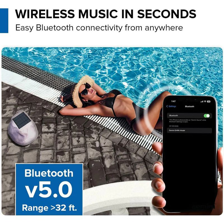 Gemini GHRK-500LTMS-PR Outdoor Solar Rock LED Bluetooth Speakers