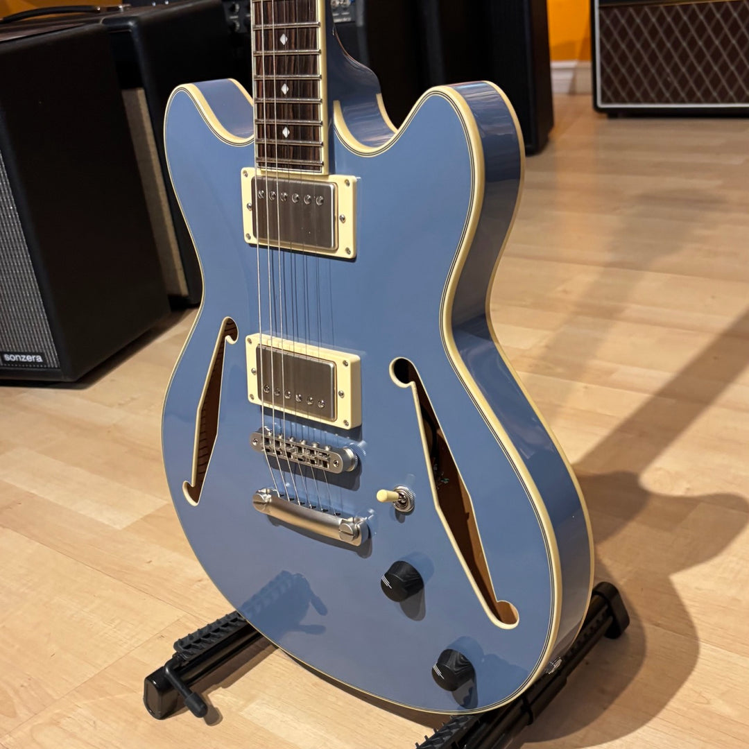 D'Angelico - Excel DC MINI Tour HH Semi Hollowbody  w/ D'Angelico Gig Bag (Slate Blue -2022)  - USED