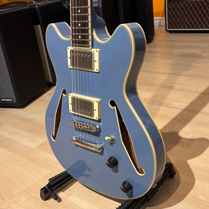D'Angelico - Excel DC MINI Tour HH Semi Hollowbody  w/ D'Angelico Gig Bag (Slate Blue -2022)  - USED