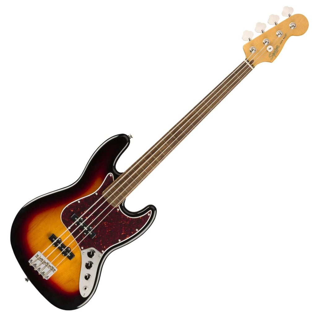 Squier Classic Vibe '60s Jazz Bass Fretless Laurel Fingerboard Electric Bass Guitar - 3-Color Sunburst