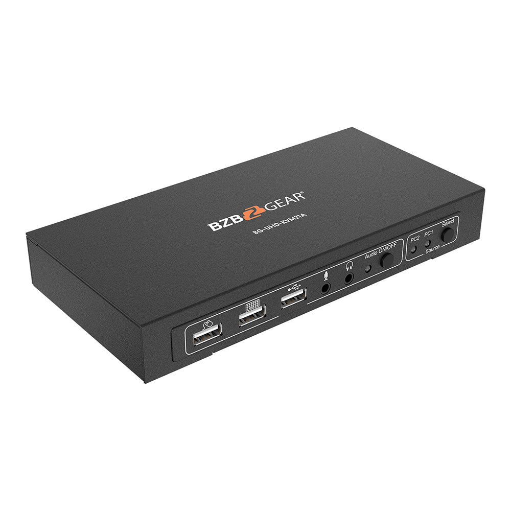 BZBGEAR - 2×1 KVM Switcher with USB2.0 Ports for Peripherals and Audio Support