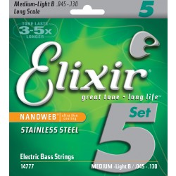Elixir 14777 Electric Bass 5 Strings NanoWeb Coated .045 - .130