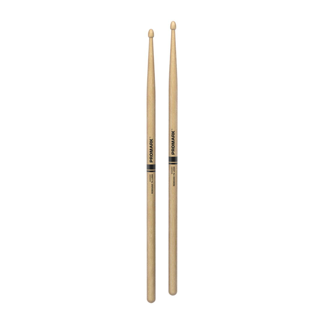 Promark RBH535LAW- Promark Rebound 7A Long Hickory Drumsticks, Acorn Wood Tip