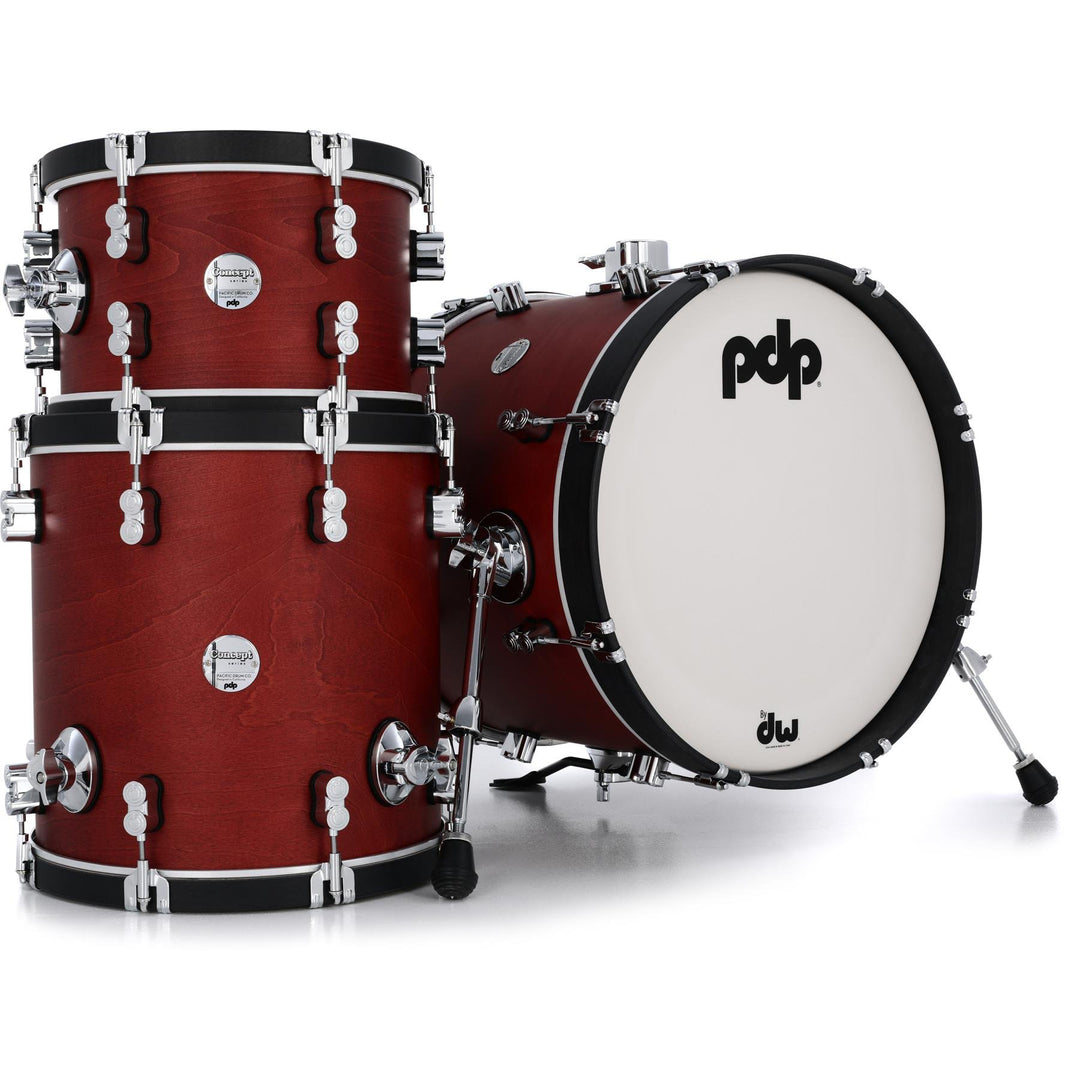 PDP Concept Maple Classic Bob Kit 3-Piece Shell Pack (14x18 w/ BDM, 8x12, 14x14FT) - Ox Blood Stain