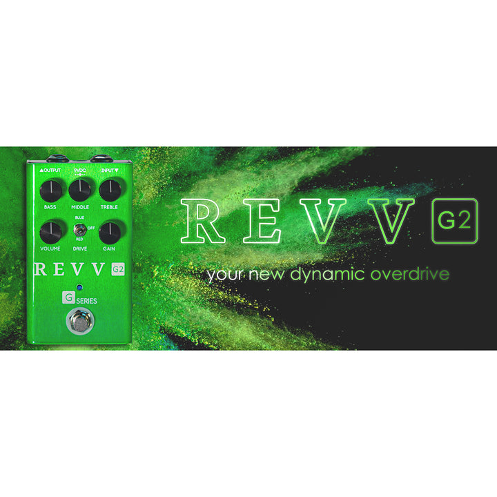 Revv G2 PEDAL Preamp Overdrive Guitar Pedal w/ 3-Band EQ & 3-Voice - Green