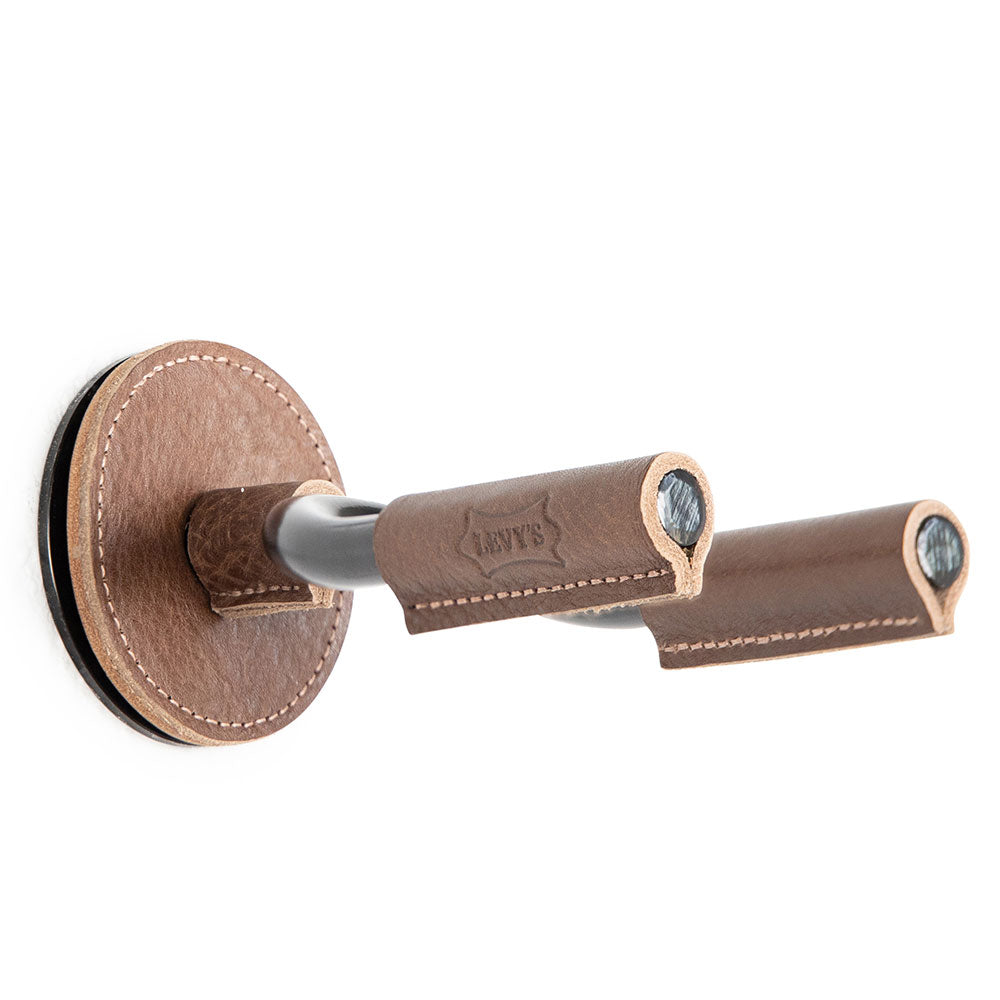 Levy's Forged Guitar Hanger - Black w/ Brown Leather
