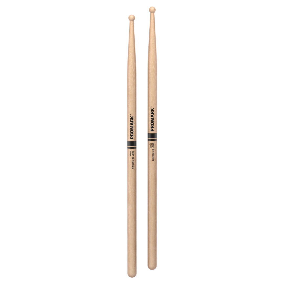 Promark RBM625LRW-Promark Finesse 2B Long Maple Drumsticks, Small Round Wood Tip