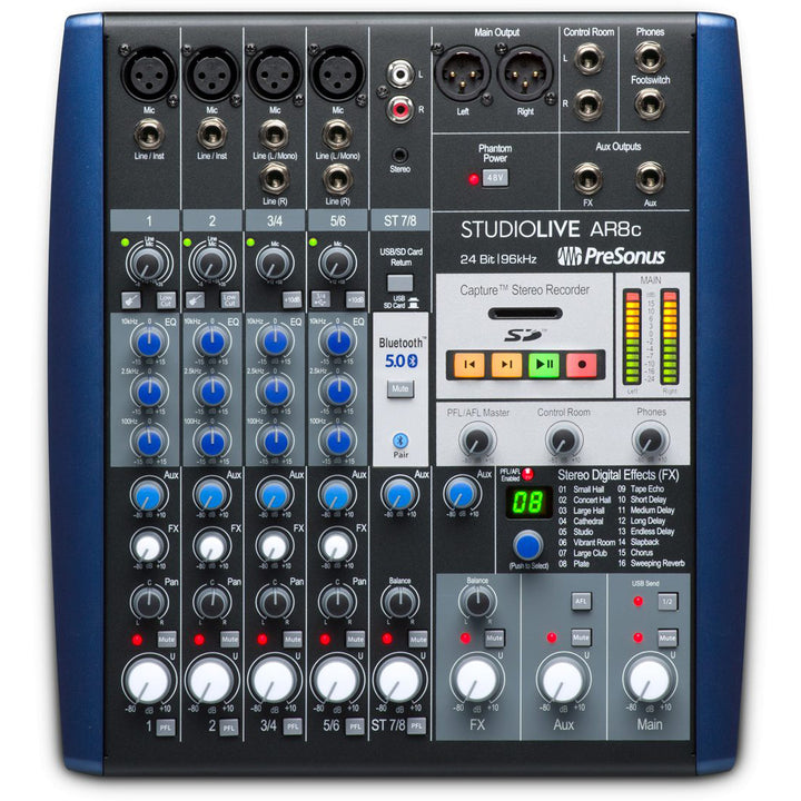 PreSonus StudioLive AR8c USB-C Audio Interface Mixer and Recorder - 8-Channel