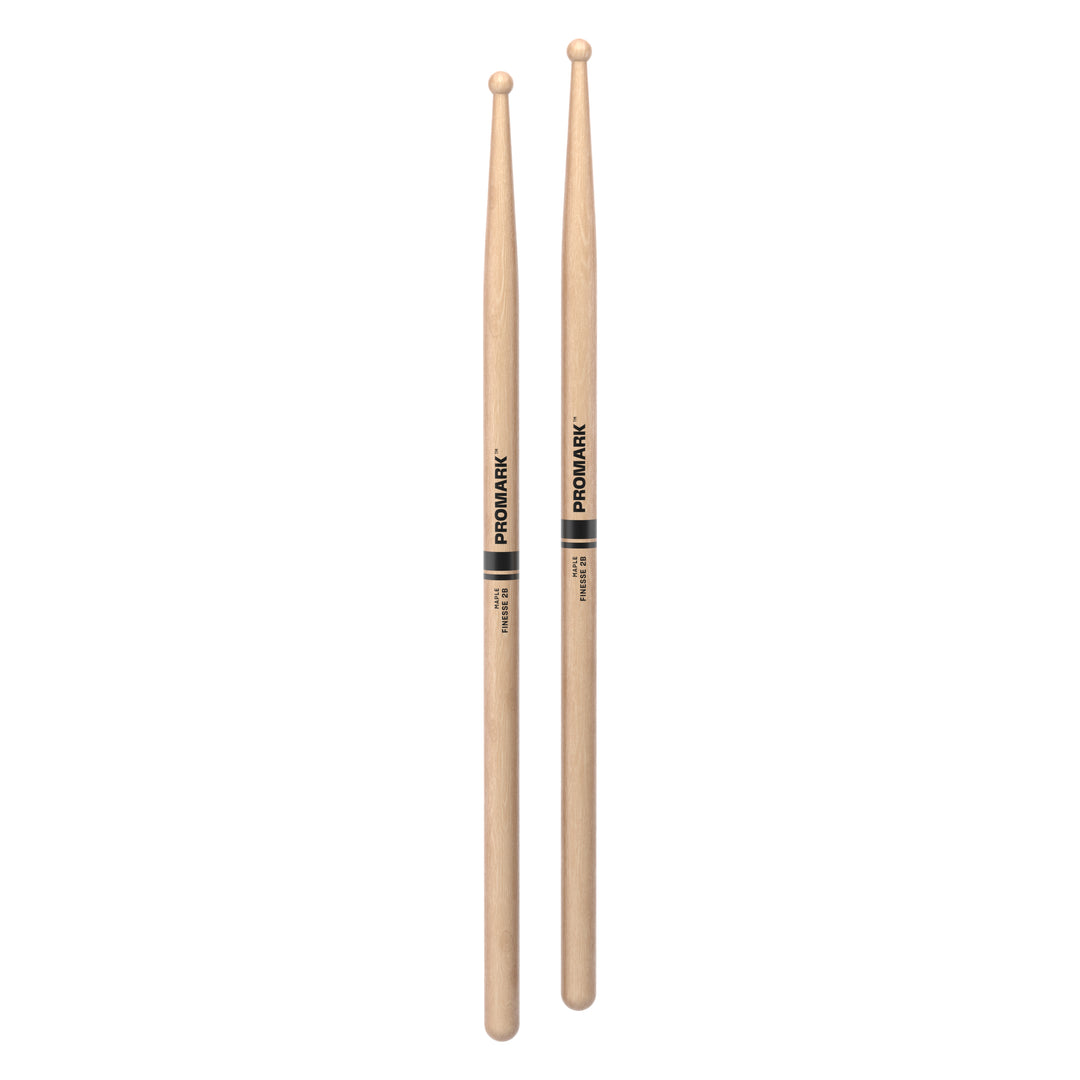 Promark RBM625RW-Promark Finesse 2B Maple Drumsticks, Small Round Wood Tip.