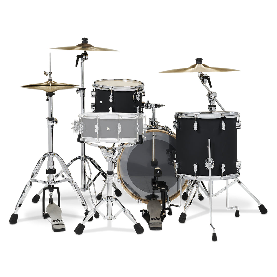 PDP Concept Maple Finish Ply CM Bop Kit Shell Pack w/ Chrome Hardware (14x18 w/ BDM, 8x12, 14x14FT) - Satin Black