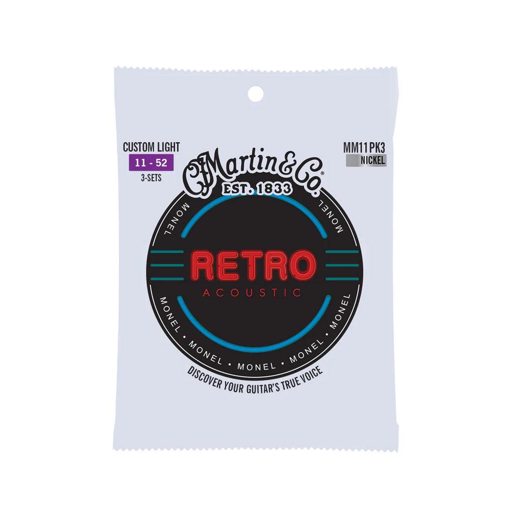 Martin Guitars MM11PK3 Retro Acoustic Guitar Strings 3 Packs Light 11-52