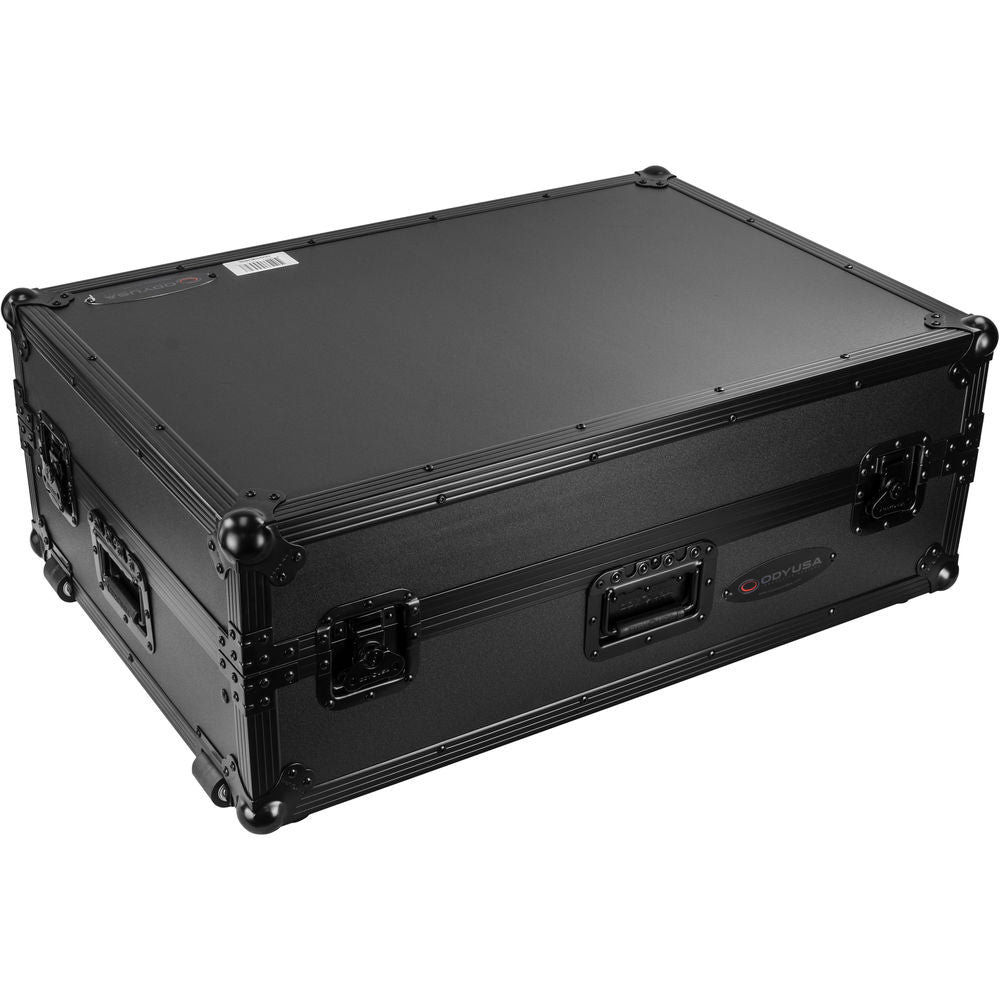 Odyssey FZGSPRIME4W2 Flight Zone Glide Style Case for Denon DJ Prime 4 w/ Laptop Platform and 2U Rack - Black Label