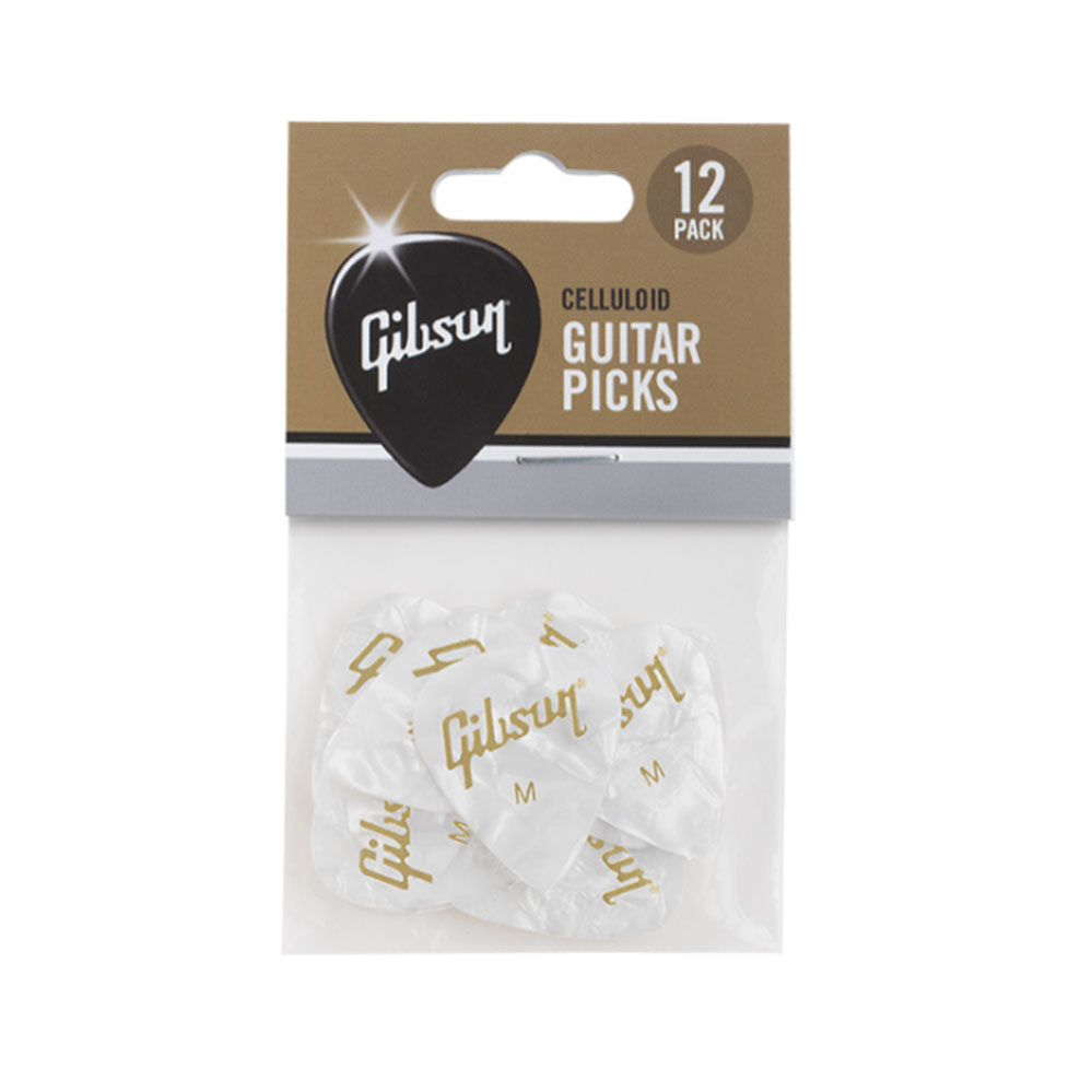 Gibson GG-74MW/12 Standard Pick MEDIUM - White Pearl (12 Pack)