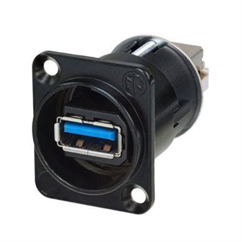 Neutrik NAUSB3-B - Black Panel Mount USB3.0 Jack -Feedthrough