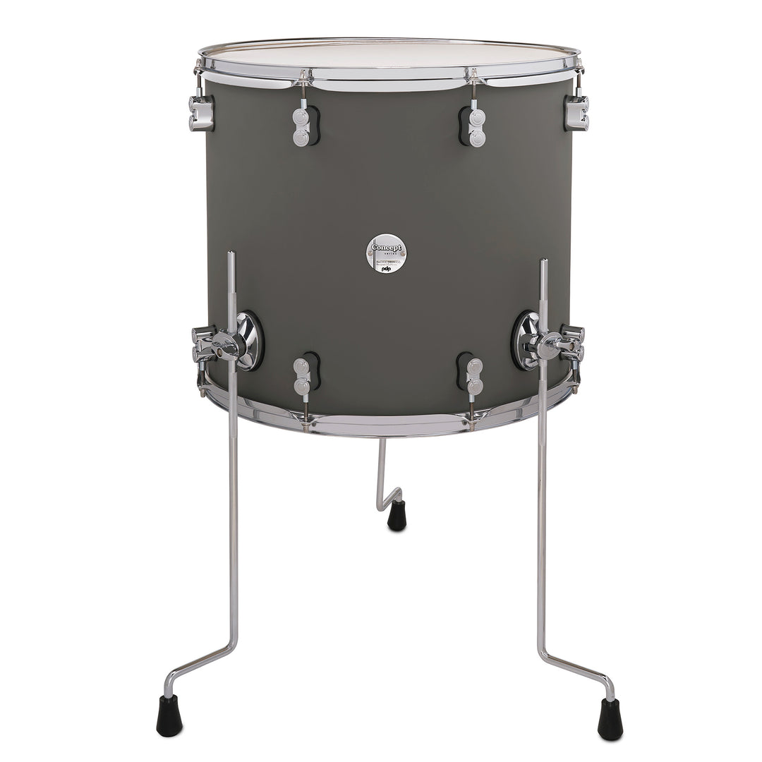 PDP Concept Maple Finish Ply 16x18 Floor Tom w/ Chrome Hardware - Satin Pewter