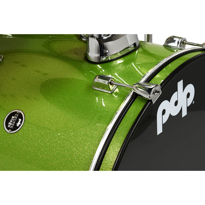 PDP Center Stage 5-Piece Complete Drum Kit w/ Hardware, Cymbals & Throne (7x10, 8x12, 12x14F, 14x20, 5x14 Snare) - Electric Green Sparkle