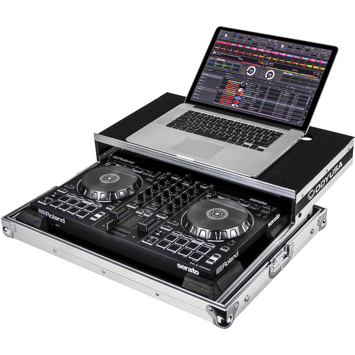 Odyssey FRGSDJ202 Flight Zone Low-Profile Glide Style Case for Roland DJ-202 DJ Controller - Silver