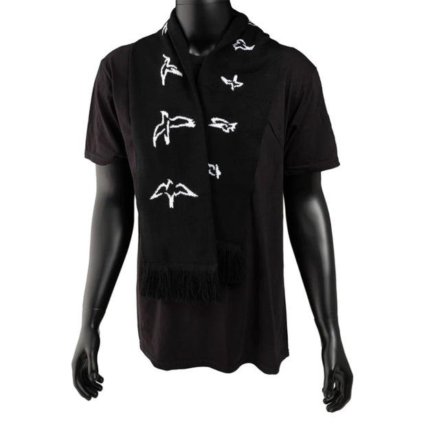 PRS Scarf, Jacquard Birds, Black