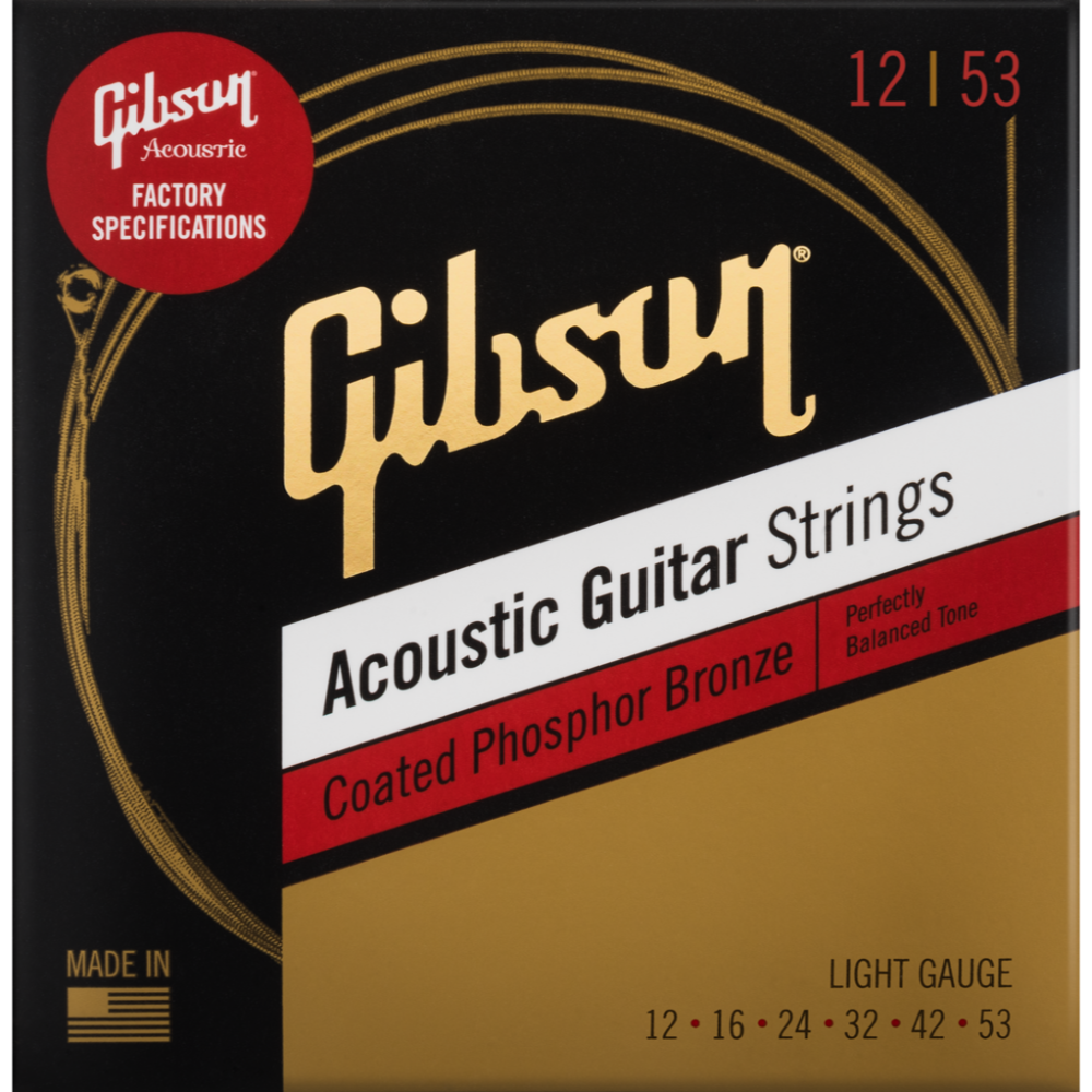 Gibson Coated Phosphor Bronze Acoustic Strings - Light 12/53