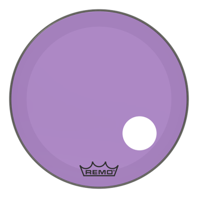 Remo P3-1324-CT-PUOH, 24" Powerstroke P3 Colortone Bass Drum Head w/5" Offset Hole-Purple