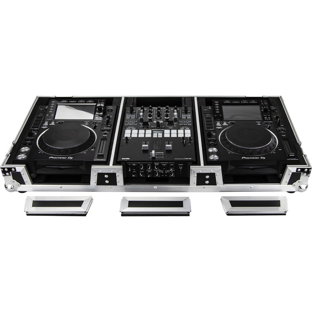 Odyssey FZ10CDJWXD Coffin Flight Case for 10” DJ Mixer & 2x Media Players - Silver and Black